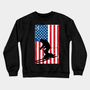 American flag ski nordic usa alpine skiing jersey Crewneck Sweatshirt